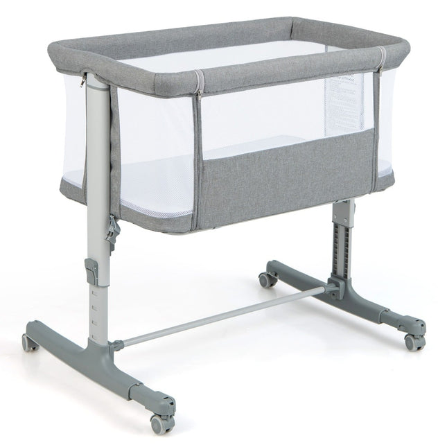 3-in-1 Baby Bed & Cradle with Mattress, Portable, Grey