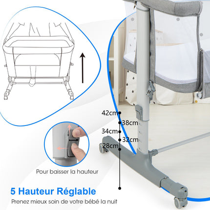 3-in-1 Baby Co-Sleeper, Adjustable Height, Mattress, Bag