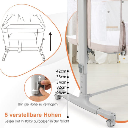 3-in-1 Baby Crib, Bassinet & Bedside Sleeper with Mattress