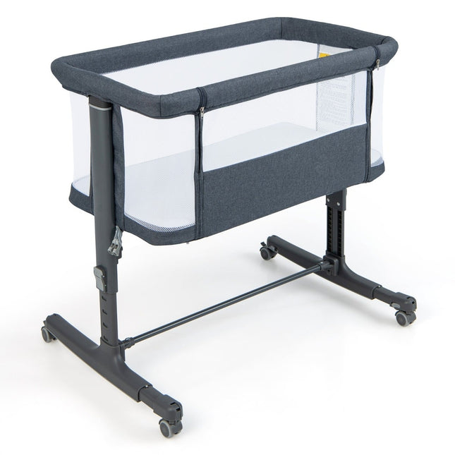 3-in-1 Baby Crib & Bassinet with Mattress, Dark Grey