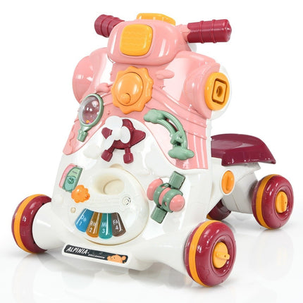 3-in-1 Baby Walker with Music and Lights, Pink, 46 cm