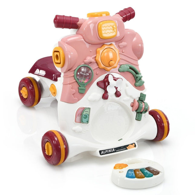 3-in-1 Baby Walker with Music and Lights, Pink, 46 cm