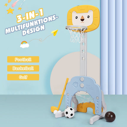 3-in-1 Basketball Hoop Set Basketball Hoop with Adjustable Height Lightweight & Stable Basketball Set Yellow + Blue
