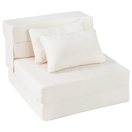 3-in-1 Chenille Sofa Bed with 2 Cushions, Beige