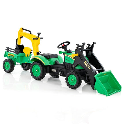 3-in-1 Children's Ride-On Excavator Bulldozer with 6 Wheels 178 x 42 x 60 cm Green