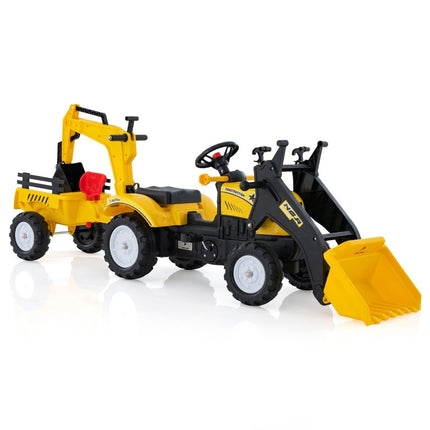 3-in-1 Children's Ride-On Excavator Bulldozer with 6 Wheels 178 x 42 x 60 cm Yellow
