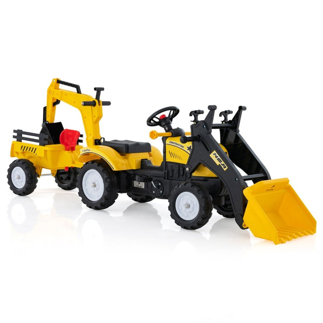 3-in-1 Children's Ride-On Excavator Bulldozer with 6 Wheels 178 x 42 x 60 cm Yellow