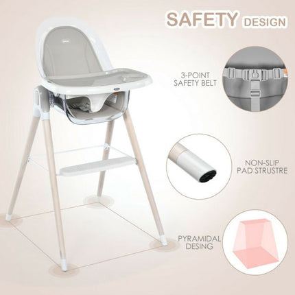 3-in-1 Convertible Baby High Chair, Height Adjust, Grey