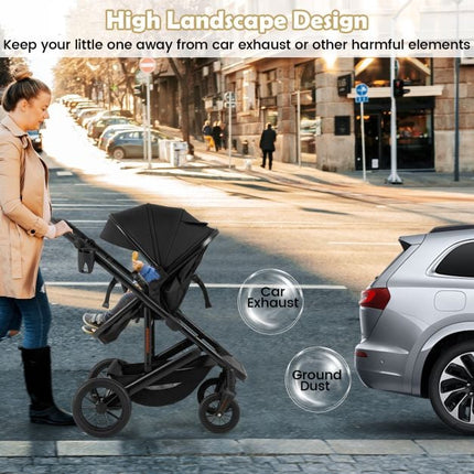 3-in-1 Convertible Baby Stroller with Detachable Bassinet
