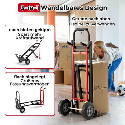 3-in-1 Convertible Hand Truck, 450kg Capacity, Metal Frame