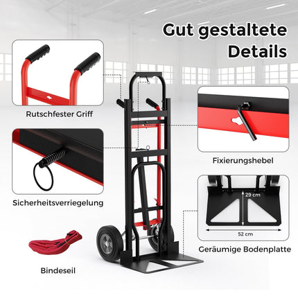 3-in-1 Convertible Hand Truck, 450kg Capacity, Metal Frame