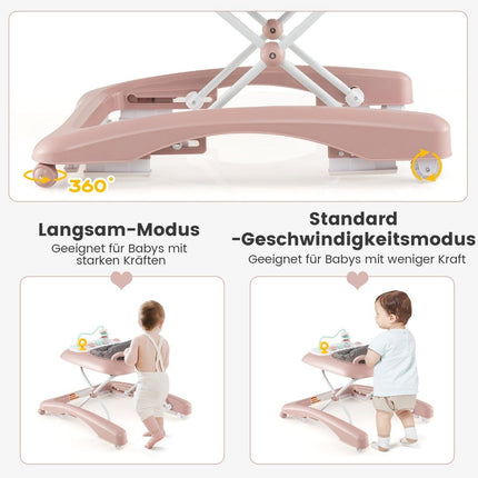 3-in-1 Foldable Baby Walker, Adjustable Height & Speed