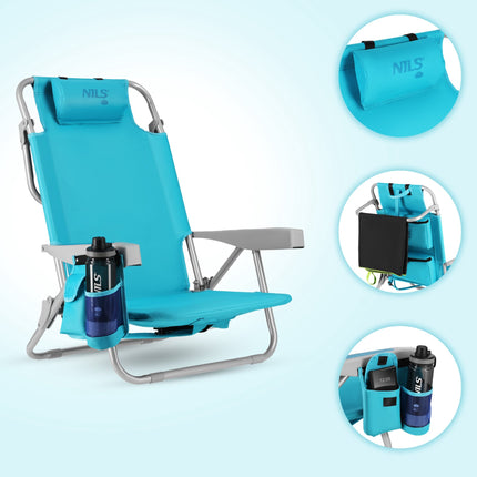 3-in-1 Foldable Beach Chair with Insulated Bag