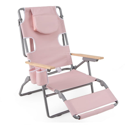 3-in-1 Folding Beach Chair with Footrest & Cushion