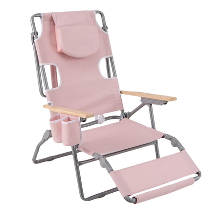 3-in-1 Folding Beach Chair with Footrest & Cushion
