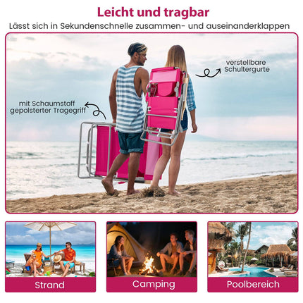 3-in-1 Folding Beach Chair with Footrest & Cushion