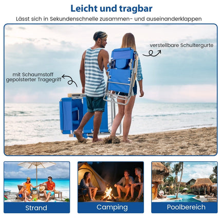 3-in-1 Folding Beach Chair with Footrest & Pillow
