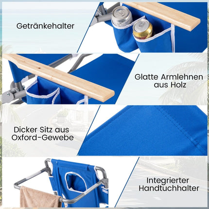 3-in-1 Folding Beach Chair with Footrest & Pillow