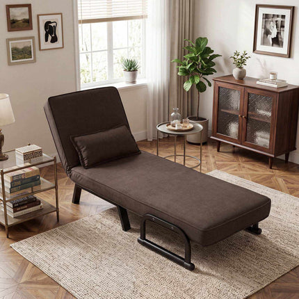 3-in-1 Folding Sofa Bed with Adjustable Backrest – Brown
