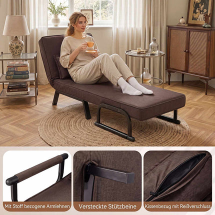 3-in-1 Folding Sofa Bed with Adjustable Backrest – Brown