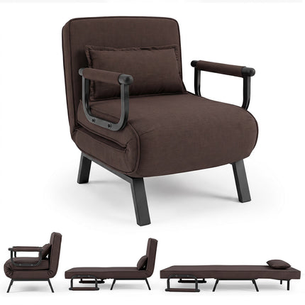 3-in-1 Folding Sofa Bed with Adjustable Backrest – Brown