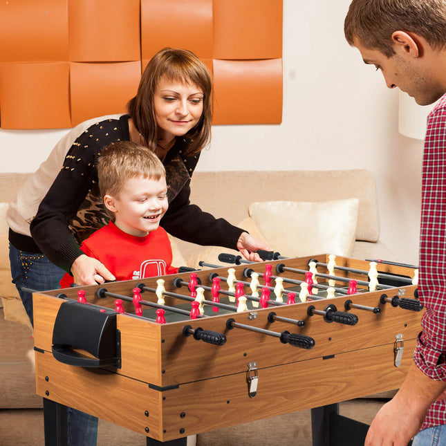 3-in-1 speltafel, 122 cm tafelvoetbal, pooltafel, glijbaan en hockey