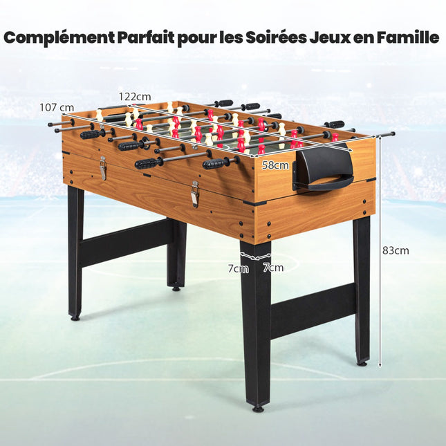 3-in-1 speltafel, 122 cm tafelvoetbal, pooltafel, glijbaan en hockey