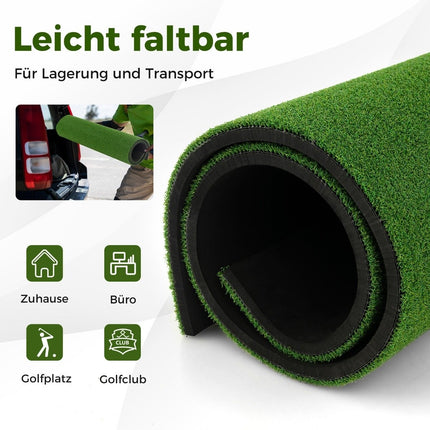 3 in 1 Golf Hitting Mat with Artificial Grass 2 Golf Tees 2 Alignment Rods & 6 Pre-Drilled Tee Holes 60" x 47"