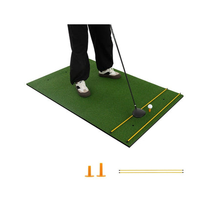 3 in 1 Golf Hitting Mat with Artificial Grass 2 Golf Tees 2 Alignment Rods & 6 Pre-Drilled Tee Holes 60" x 47"
