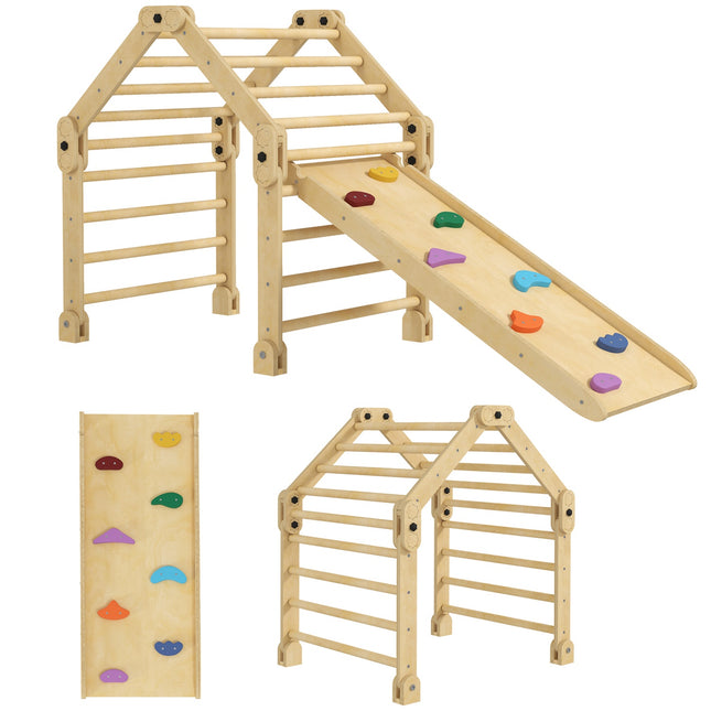 3-in-1 Indoor Climbing Frame with Slide and Ladder