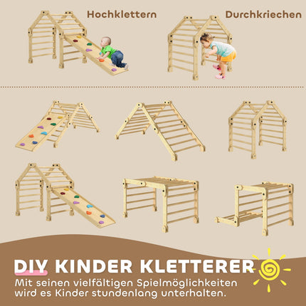 3-in-1 Indoor Climbing Frame with Slide and Ladder