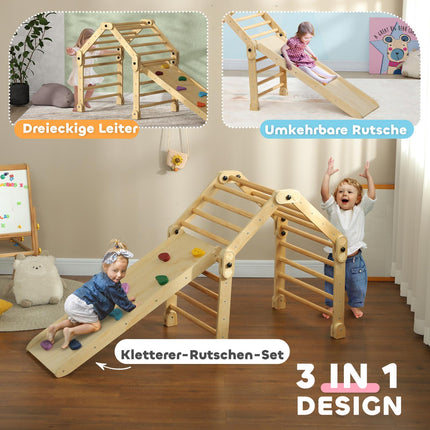 3-in-1 Indoor Climbing Frame with Slide and Ladder