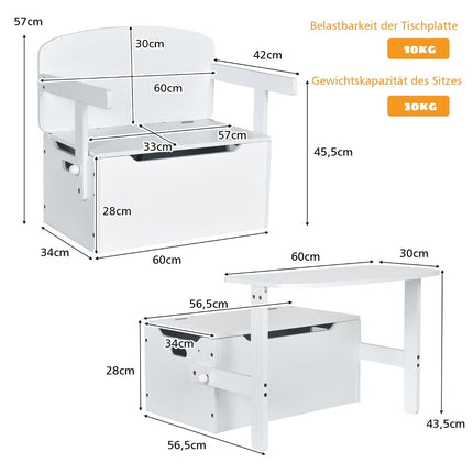 3-in-1 Kids Activity Table Set with Desk & Storage