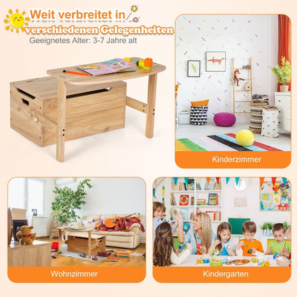 3-in-1 Kids Activity Table Set with Desk & Storage