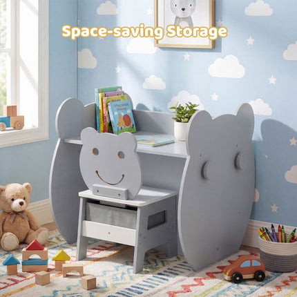 3-in-1 Kids Art Table with Storage and Bear Chair