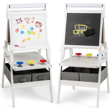 3-in-1 Kids Easel with Chalkboard, Whiteboard & Paper Roll