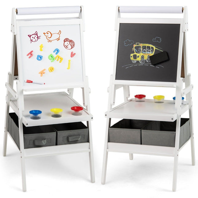 3-in-1 Kids Easel with Chalkboard, Whiteboard & Paper Roll