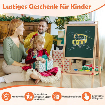 3-in-1 Kids Easel with Chalkboard, Whiteboard & Paper Roll