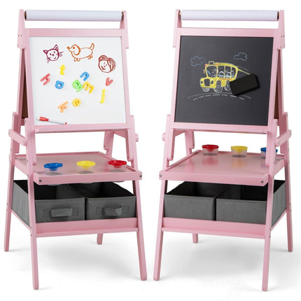 3-in-1 Kids Easel with Chalkboard, Whiteboard & Paper Roll