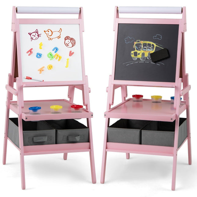 3-in-1 Kids Easel with Chalkboard, Whiteboard & Paper Roll