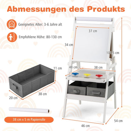 3-in-1 Kids Easel with Chalkboard, Whiteboard & Paper Roll