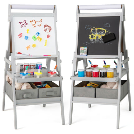 3-in-1 Kids Easel with Chalkboard, Whiteboard & Paper Roll