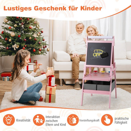 3-in-1 Kids Easel with Chalkboard, Whiteboard & Paper Roll