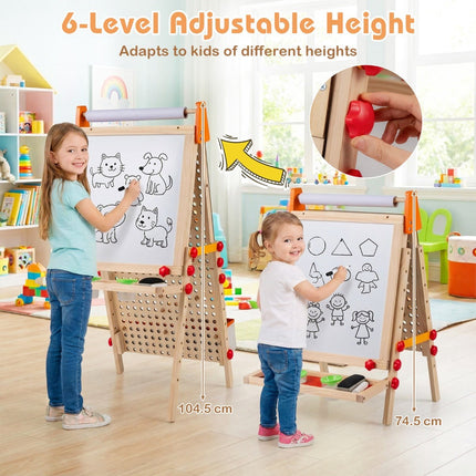 3-in-1 Kids Easel with Magnetic Whiteboard & Chalkboard
