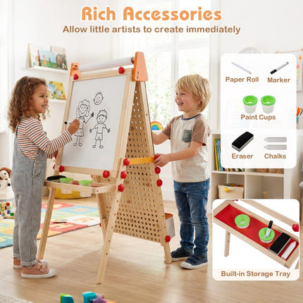 3-in-1 Kids Easel with Magnetic Whiteboard & Chalkboard