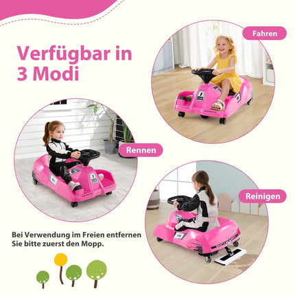 3-in-1 Kids Electric Go-Kart with Removable Mop, 12V