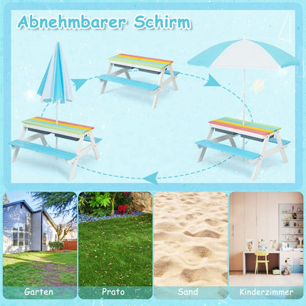 3-in-1 Kids Outdoor Activity Table with Umbrella