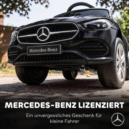 3-in-1 Kids Ride-On Car with Handle, Black, Mercedes Design