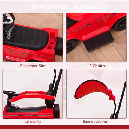 3-in-1 Kids Ride-On Car with Push Handle, Red, 18-36 Months