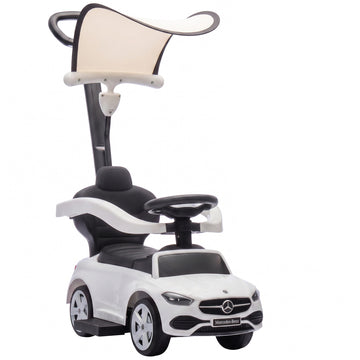 3-in-1 Kids Ride-On Car with Push Handle, White